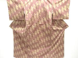 縞に絣柄織り出し手織り紬着物